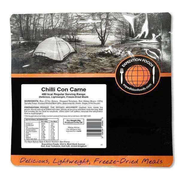 Expedition Foods, Expedition Foods - Chilli Con Carne with Rice (Regular Serving), Freeze Dried Meals, Wylies Outdoor World,