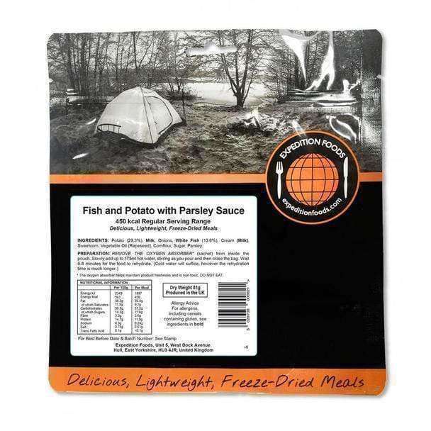 Expedition Foods, Expedition Foods - Fish and Potato with Parsley Sauce (Regular Serving), Freeze Dried Meals, Wylies Outdoor World,