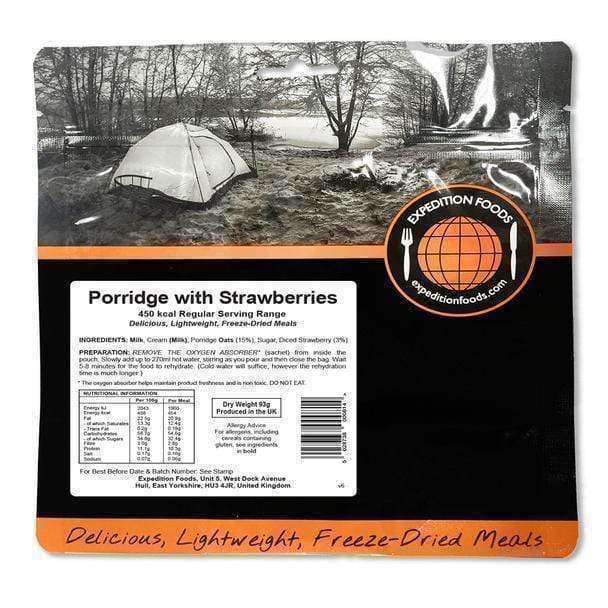 Expedition Foods, Expedition Foods - Porridge with Strawberries (Regular Serving), Freeze Dried Meals, Wylies Outdoor World,