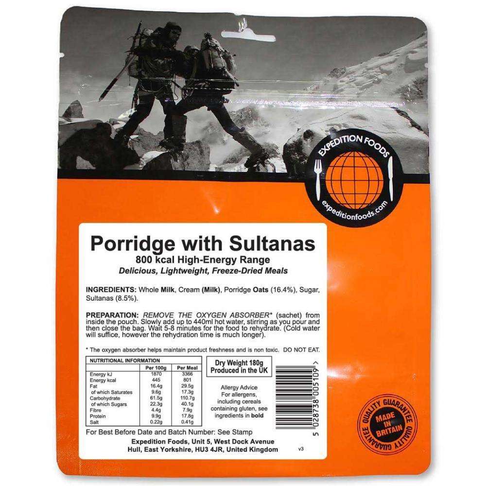 Expedition Foods, Expedition Foods - Porridge with Sultanas (High Energy), Freeze Dried Meals, Wylies Outdoor World,