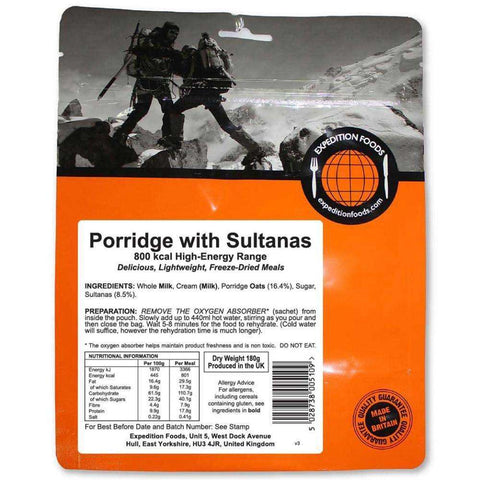 Expedition Foods - Porridge with Sultanas (High Energy) - Wylies Outdoor World