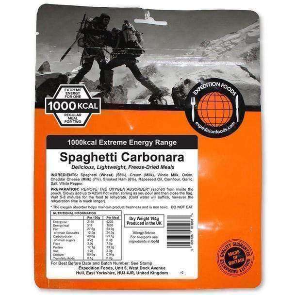 Expedition Foods, Expedition Foods - Spaghetti Carbonara (Extreme Energy), Freeze Dried Meals, Wylies Outdoor World,